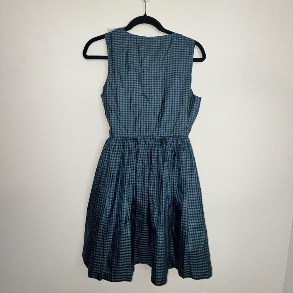 Free People Blue Check Sleeveless Wrap Silk Sundress Size 4 - Picture 11 of 15